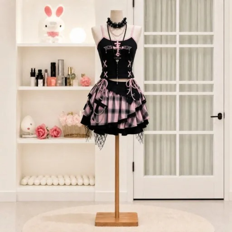 Cami Top Lace - Set gonna vintage Y2K Dark Sweet
