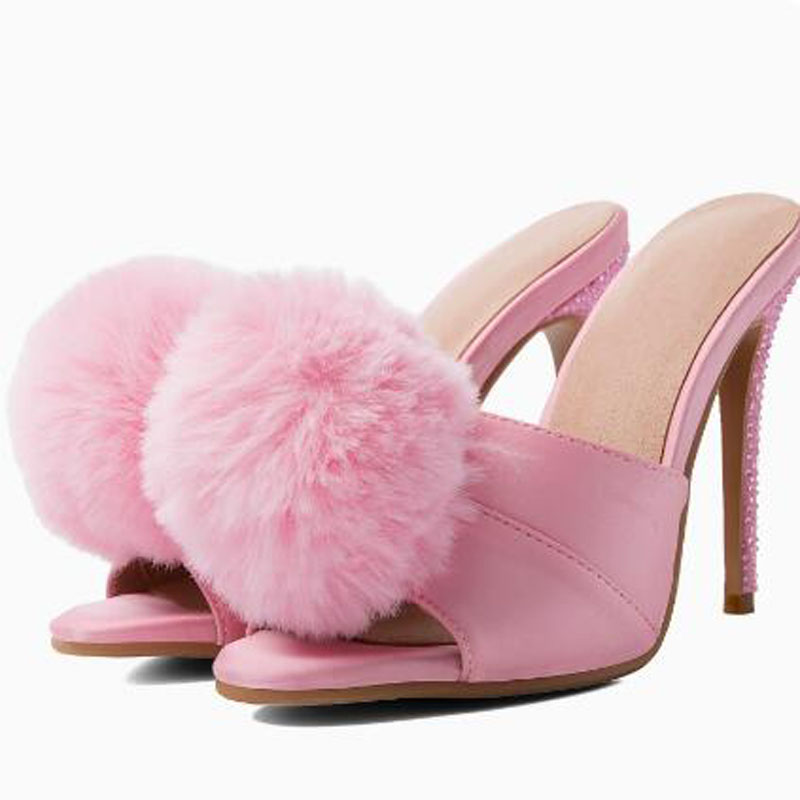 Slip Dress Satin - Mules da donna in raso rosa